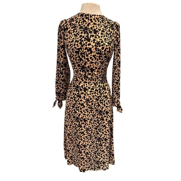 Reformation Leopard Print Midi Dress With Long Sleeves & Tie Cuffs Keyhole Back - Picture 1 of 11